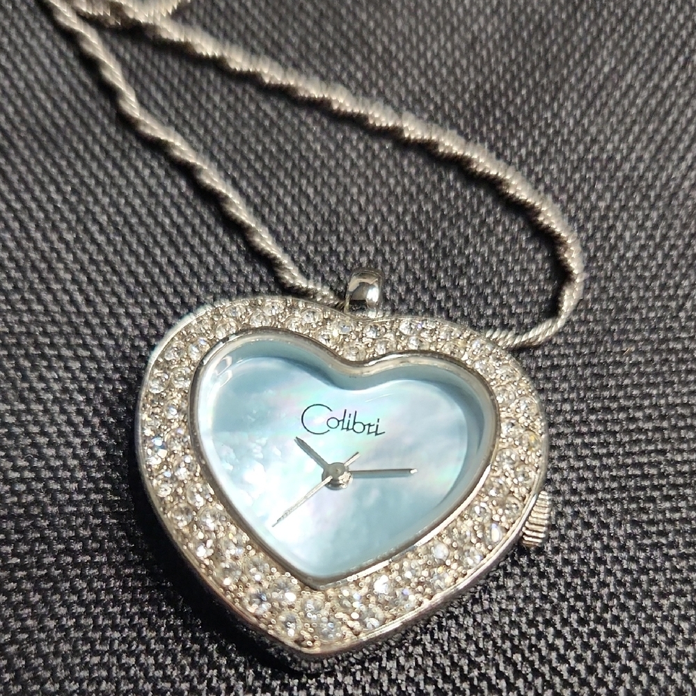 Colibri Silver Heart Necklace Watch
